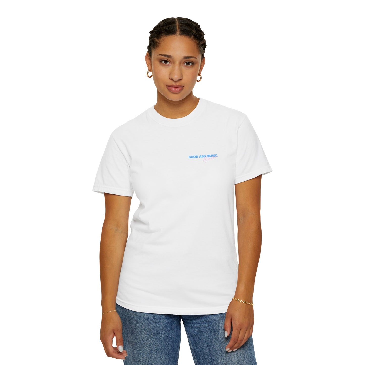 "make me a playlist" tee - blue & pink