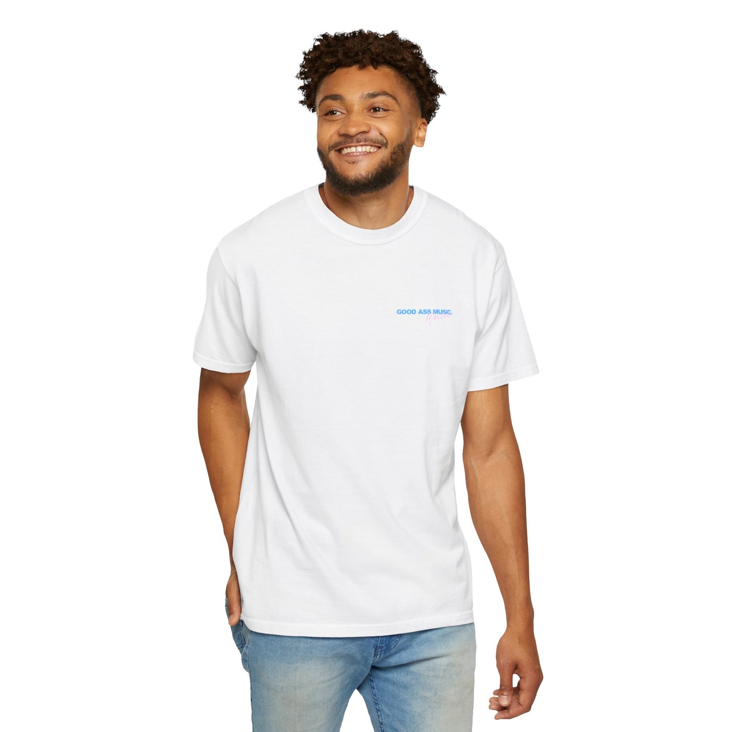"make me a playlist" tee - blue & pink